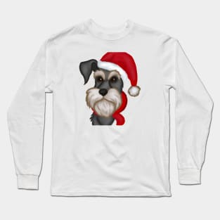 Cute Miniature Schnauzer Drawing Long Sleeve T-Shirt